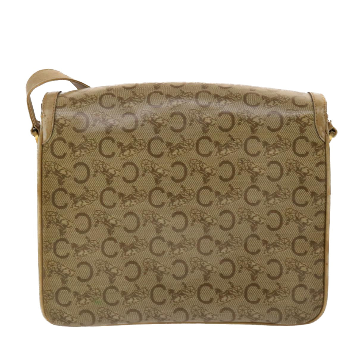 Luxury CELINE C Macadam Canvas Shoulder Bag Beige 48459