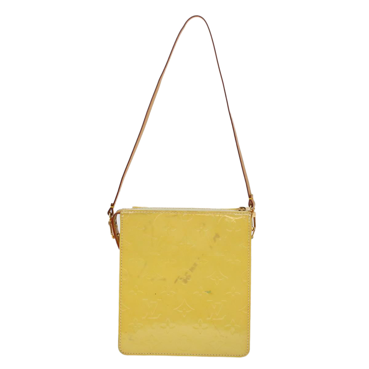 LOUIS VUITTON Monogram Vernis Motto Accessory Pouch Yellow LV