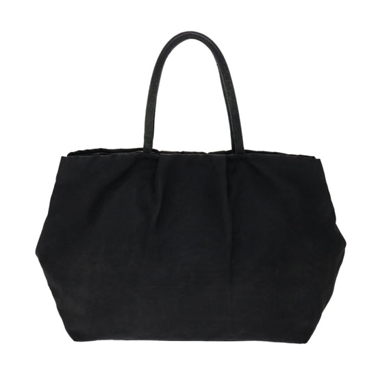 Prada Ribbon Hand Bag Nylon Leather Black
