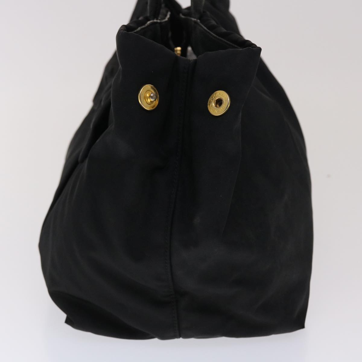 Prada Ribbon Hand Bag Nylon Leather Black