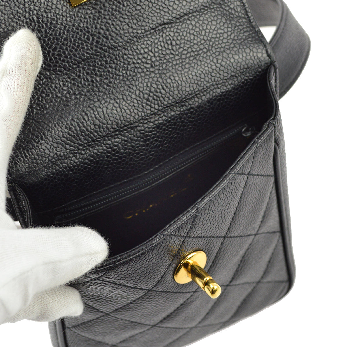 Chanel Black Caviar Belt Bum Bag 75 30