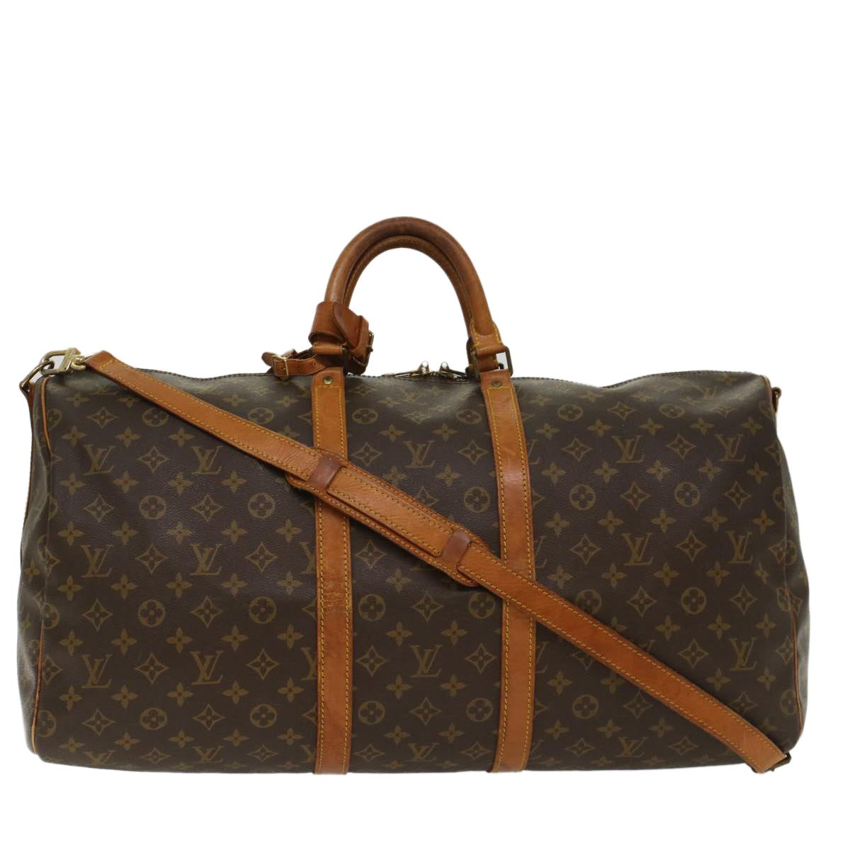 LOUIS VUITTON Monogram Keepall Bandouliere 55 Boston Bag LV Auth