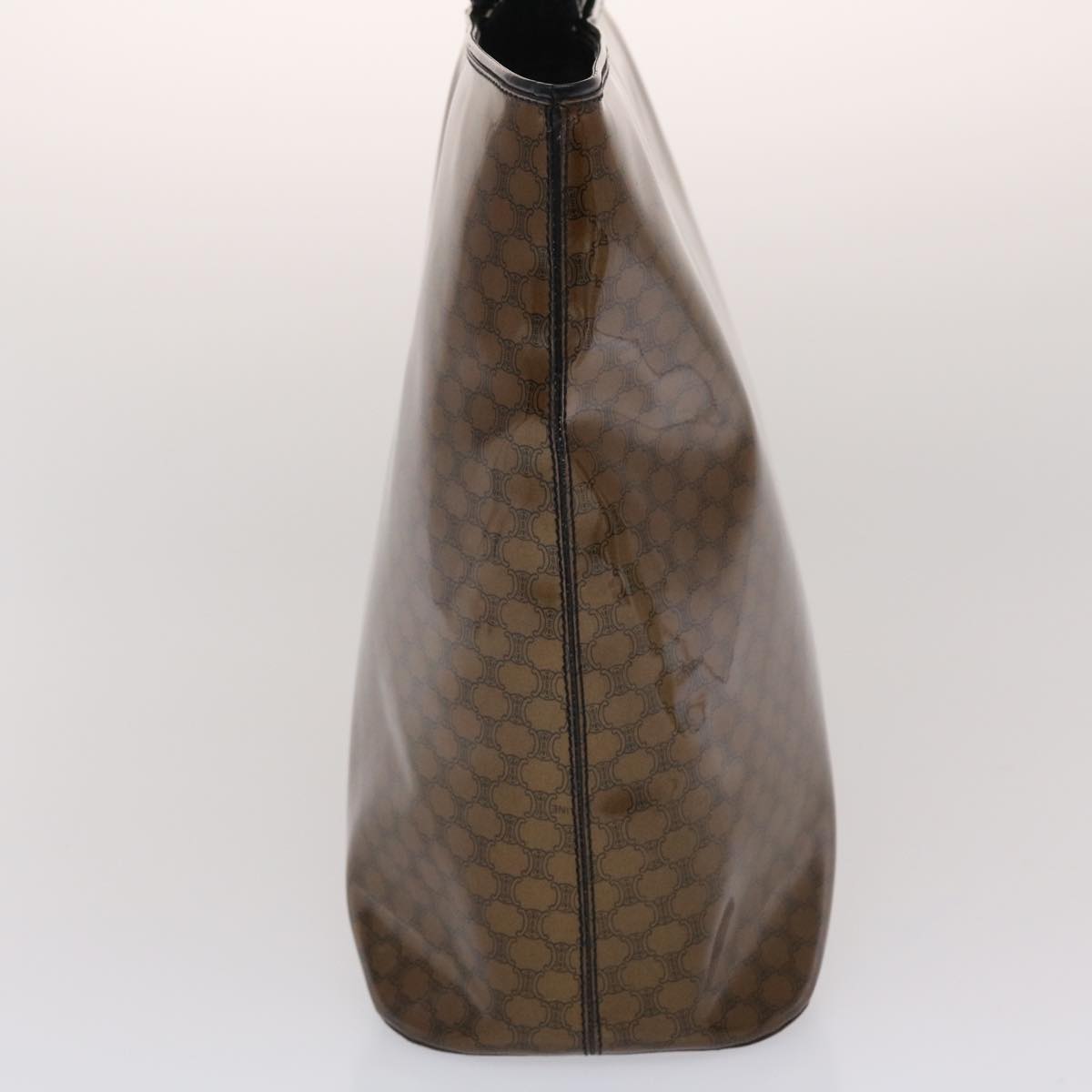 Luxury CELINE Macadam Canvas Hand Bag Enamel Brown Black 48889