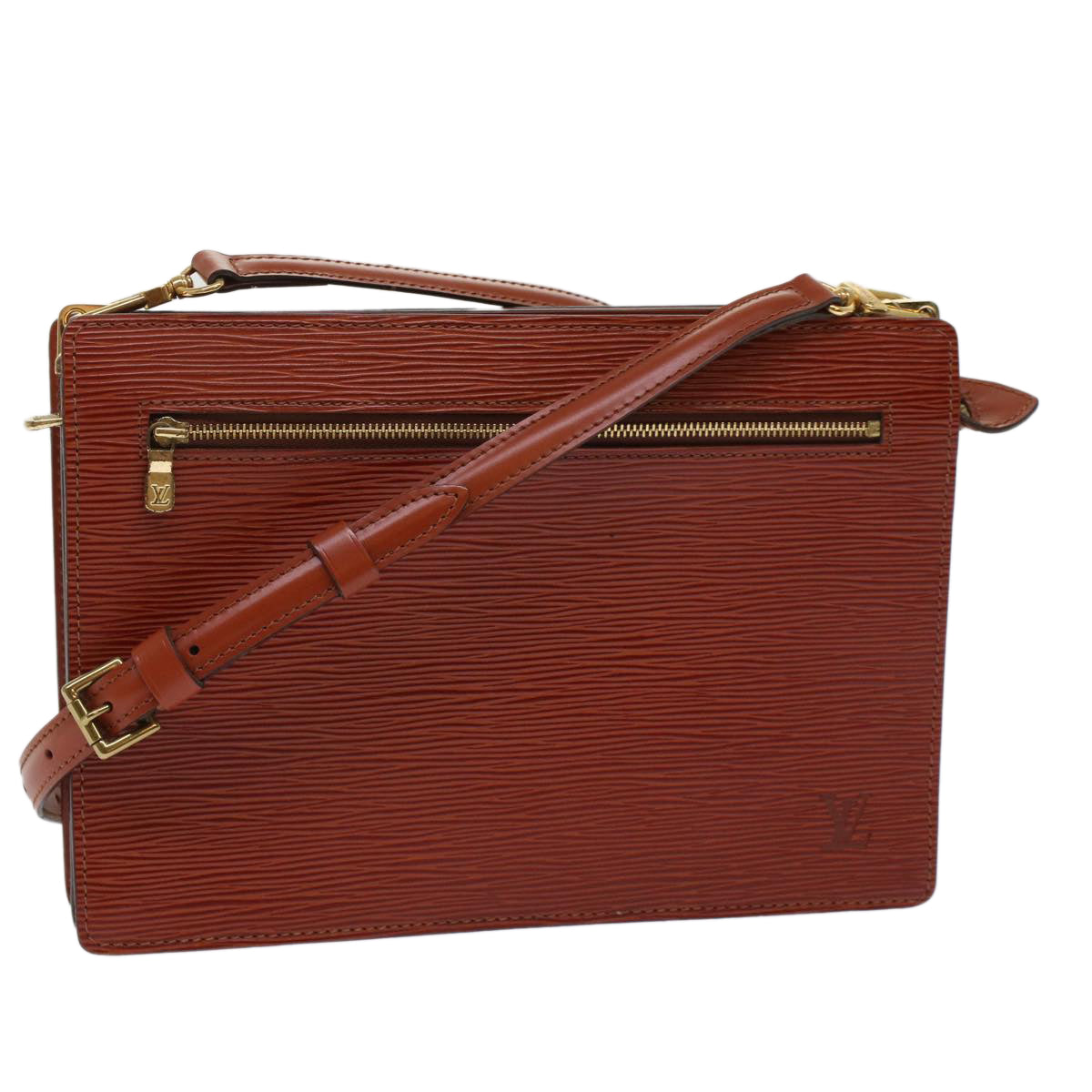 LOUIS VUITTON Epi Angian Clutch Bag Brown LV