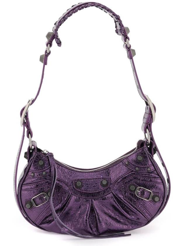 Luxury Balenciaga Trending 2026 Metallic Le Cagol XS Lambskin Shoulder Bag Purple