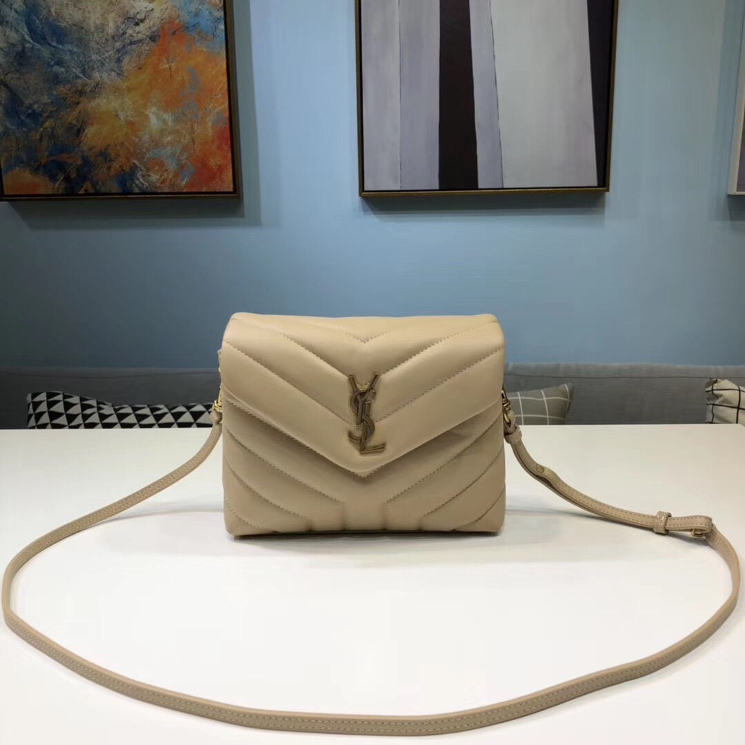 Yves Saint Laurent Loulou Mini Shoulder Bag Beige 7in/