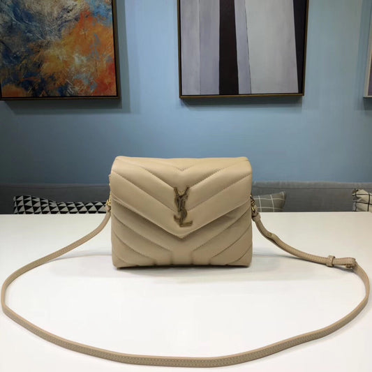 Yves Saint Laurent Loulou Mini Shoulder Bag Beige 7in/