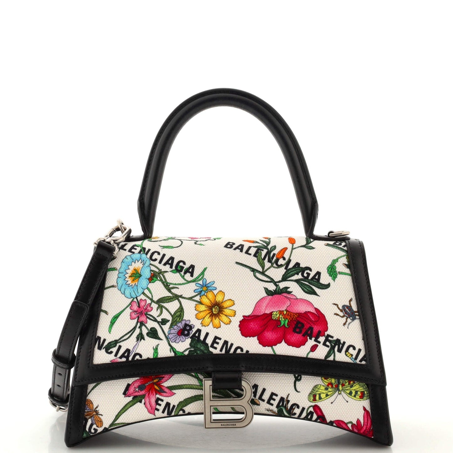 Gucci Luxury Balenciaga Trending 2025 The Hacker Project Hourglass Top Handle Bag Flora Canvas Small
