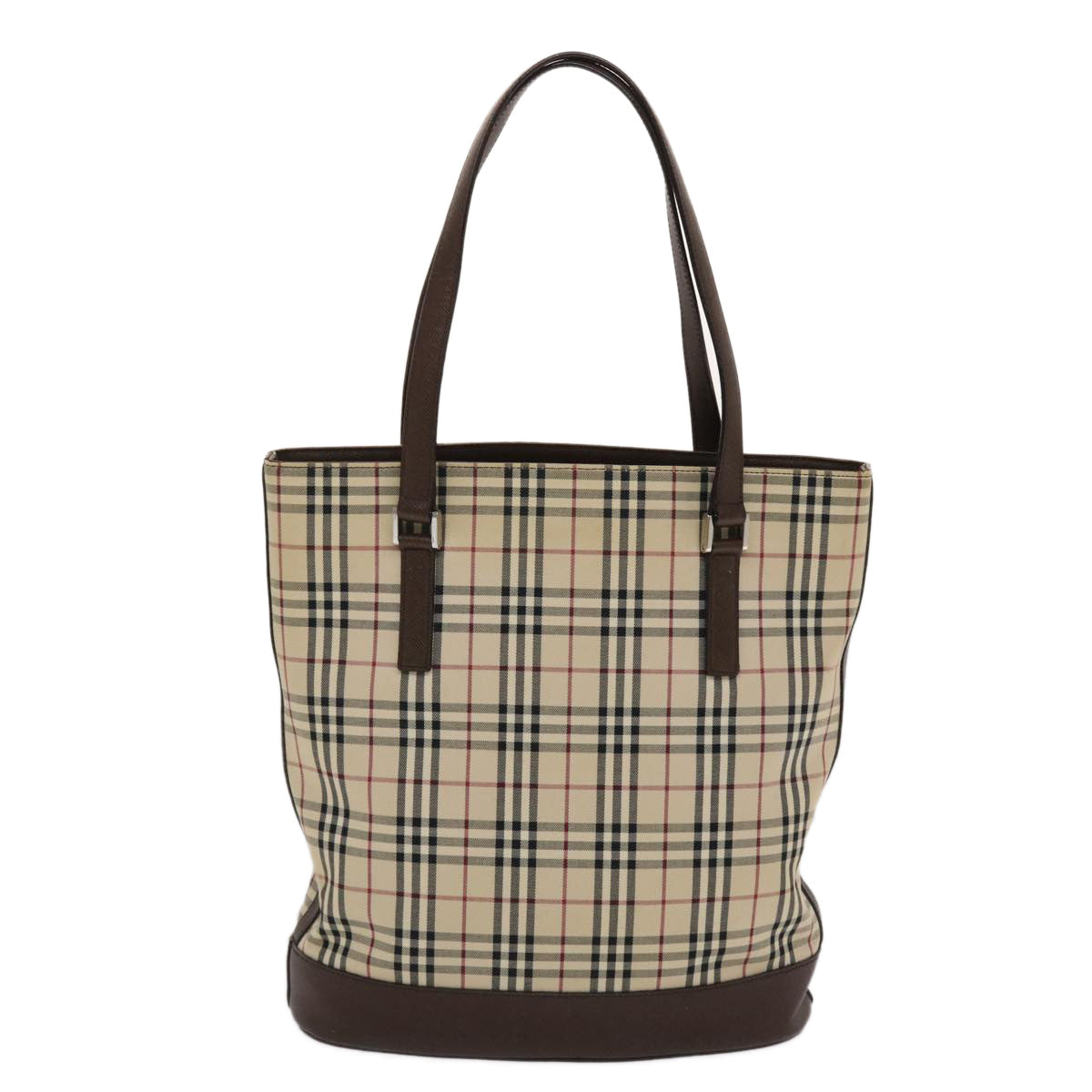 Burberry Nova Check Tote Bag Canvas Leather Beige Brown Auth 49087