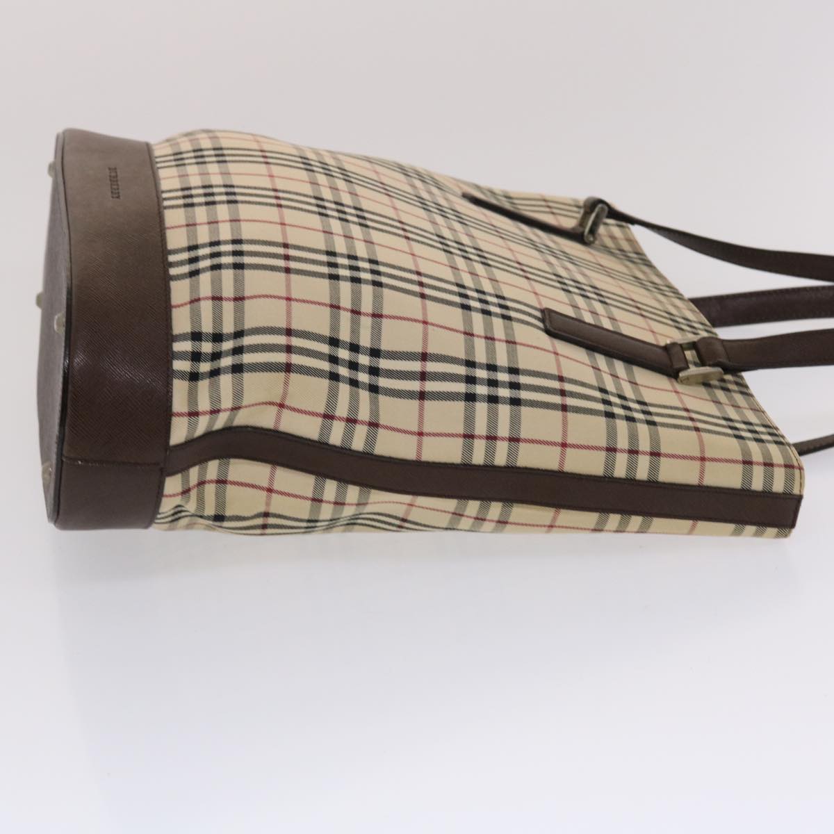 Burberry Nova Check Tote Bag Canvas Leather Beige Brown Auth 49087