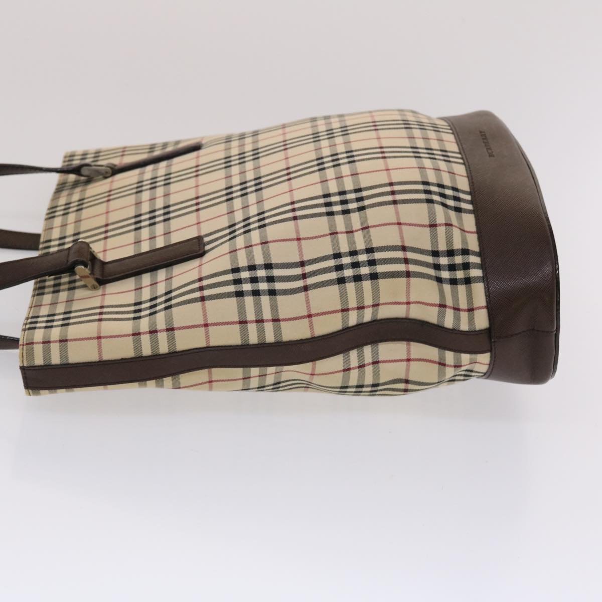 Burberry Nova Check Tote Bag Canvas Leather Beige Brown Auth 49087