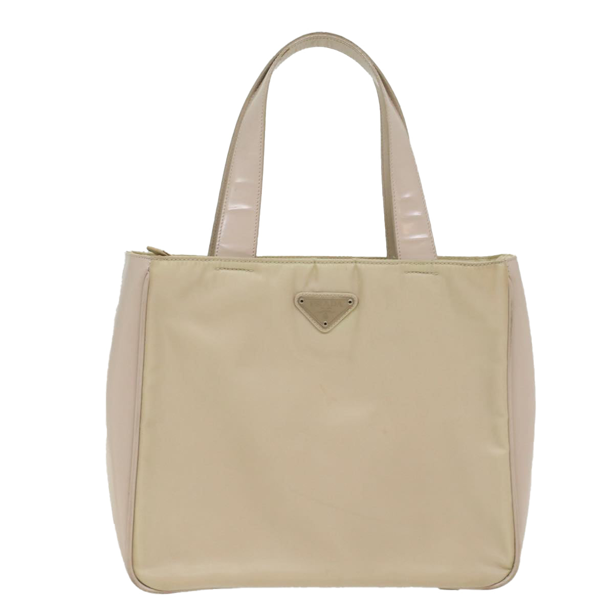 Prada Hand Bag Nylon Leather Beige Ivory