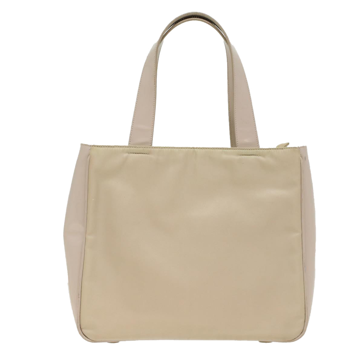 Prada Hand Bag Nylon Leather Beige Ivory