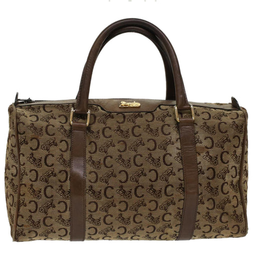 Luxury CELINE C Macadam Canvas Hand Bag Canvas Leather Brown Beige 49314