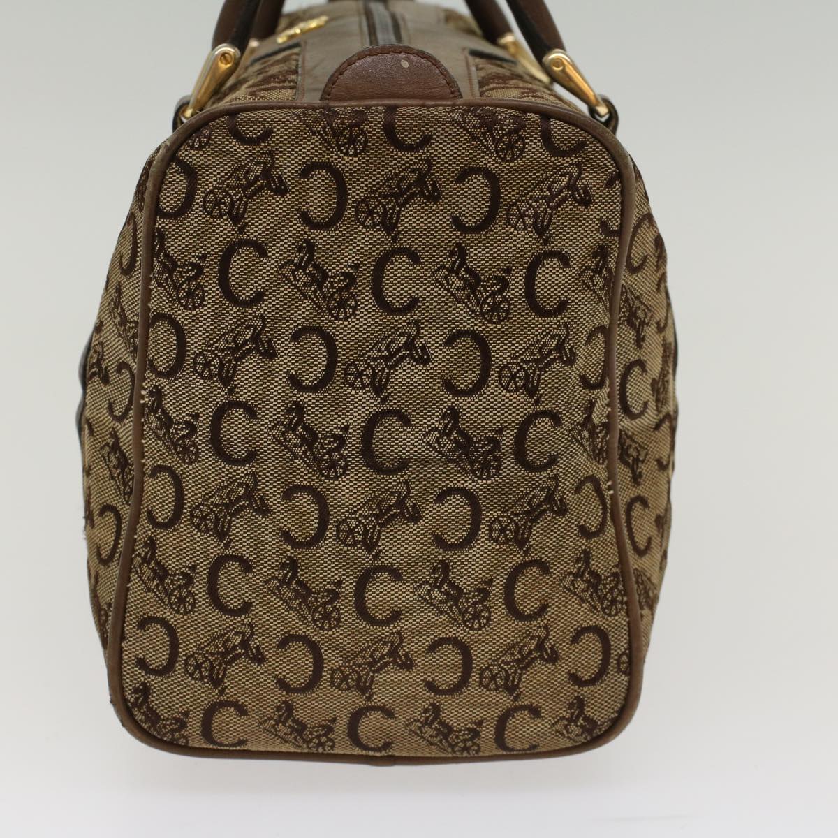Luxury CELINE C Macadam Canvas Hand Bag Canvas Leather Brown Beige 49314