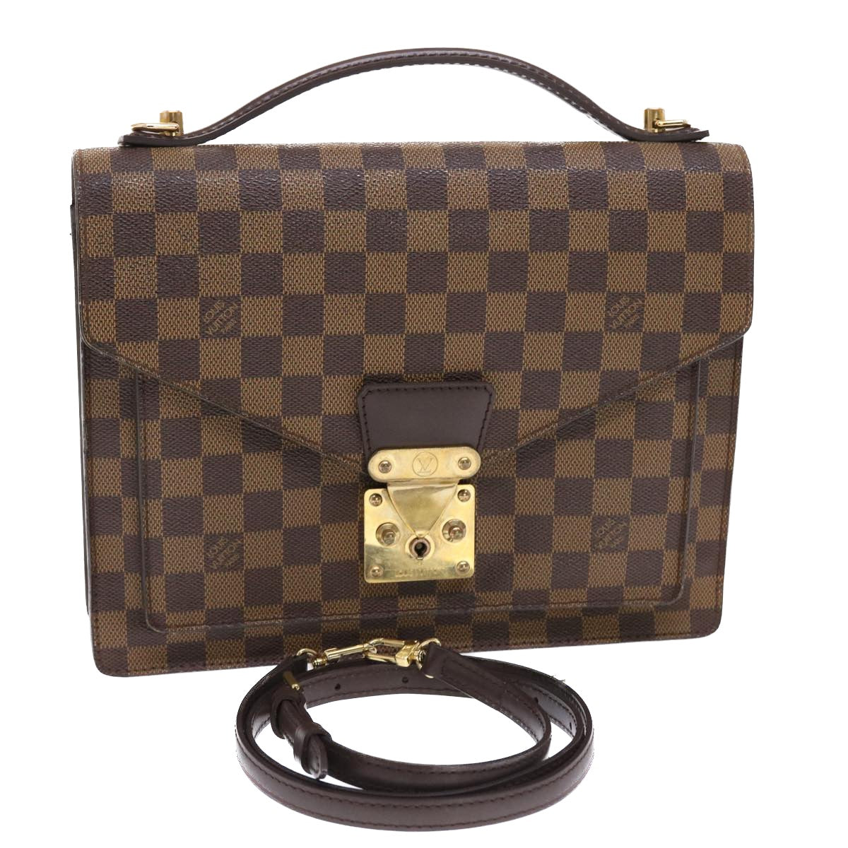 LOUIS VUITTON Damier Ebene Monceau 28 Hand Bag SPO 2way LV Auth