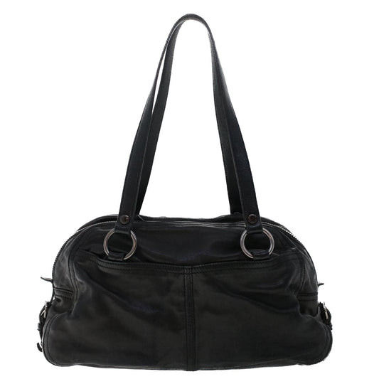 PRADA Shoulder Bag Leather Black Auth