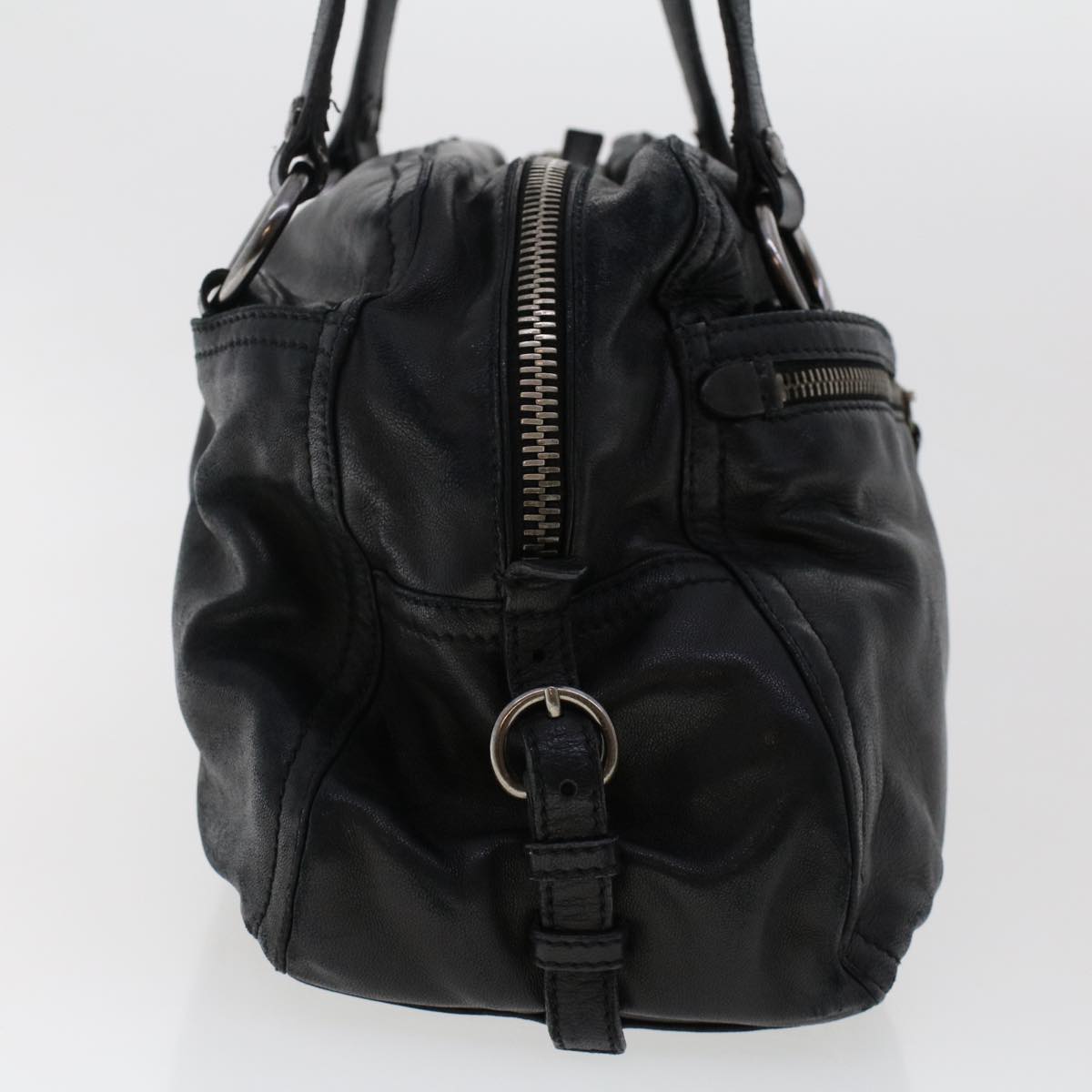 PRADA Shoulder Bag Leather Black Auth