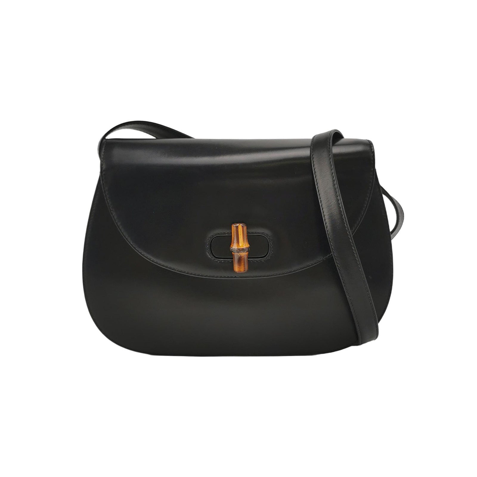 Gucci Bamboo 1947 Black Leather Medium Crossbody Bag