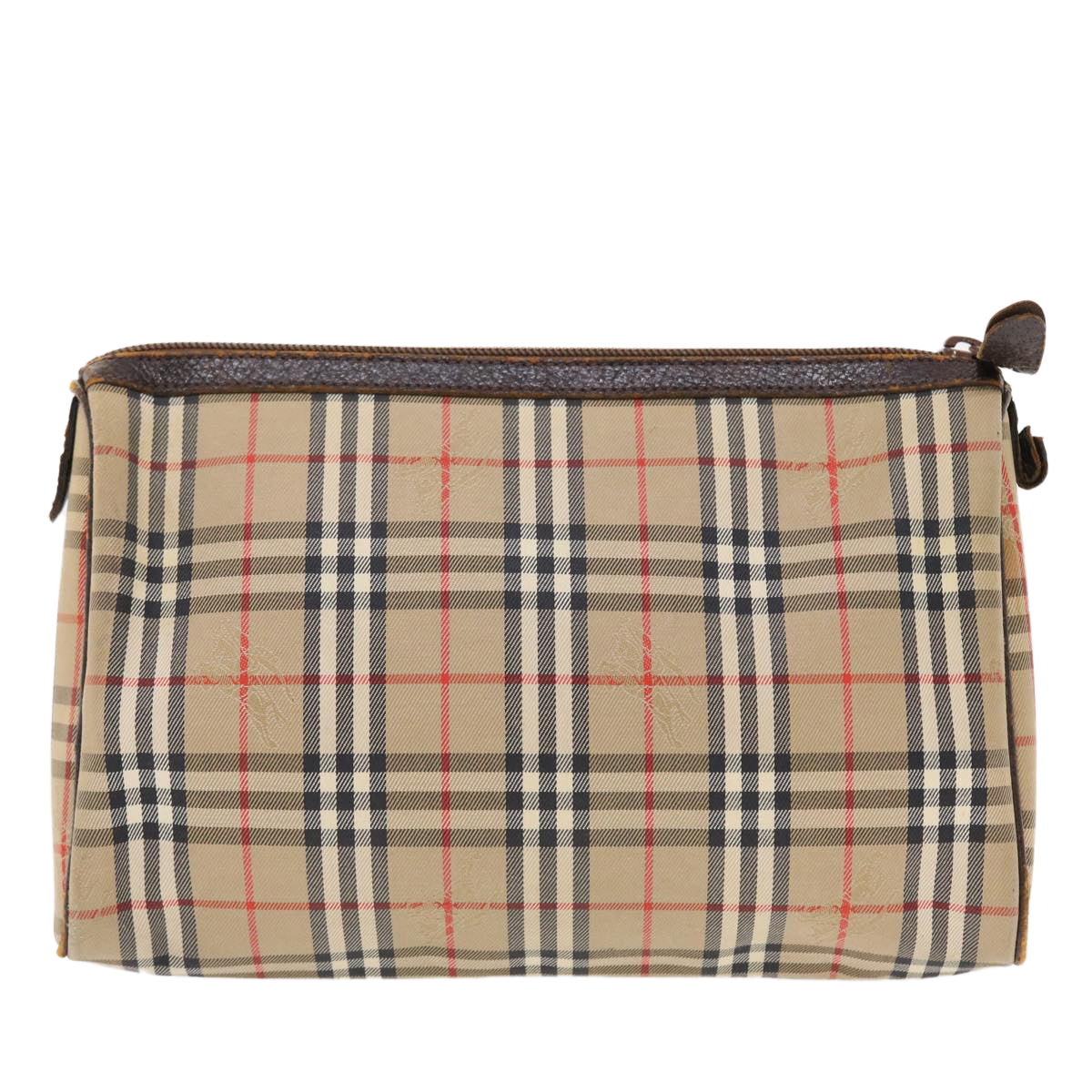 Burberry Nova Check Clutch Bag Canvas Leather Beige Brown Auth 49771