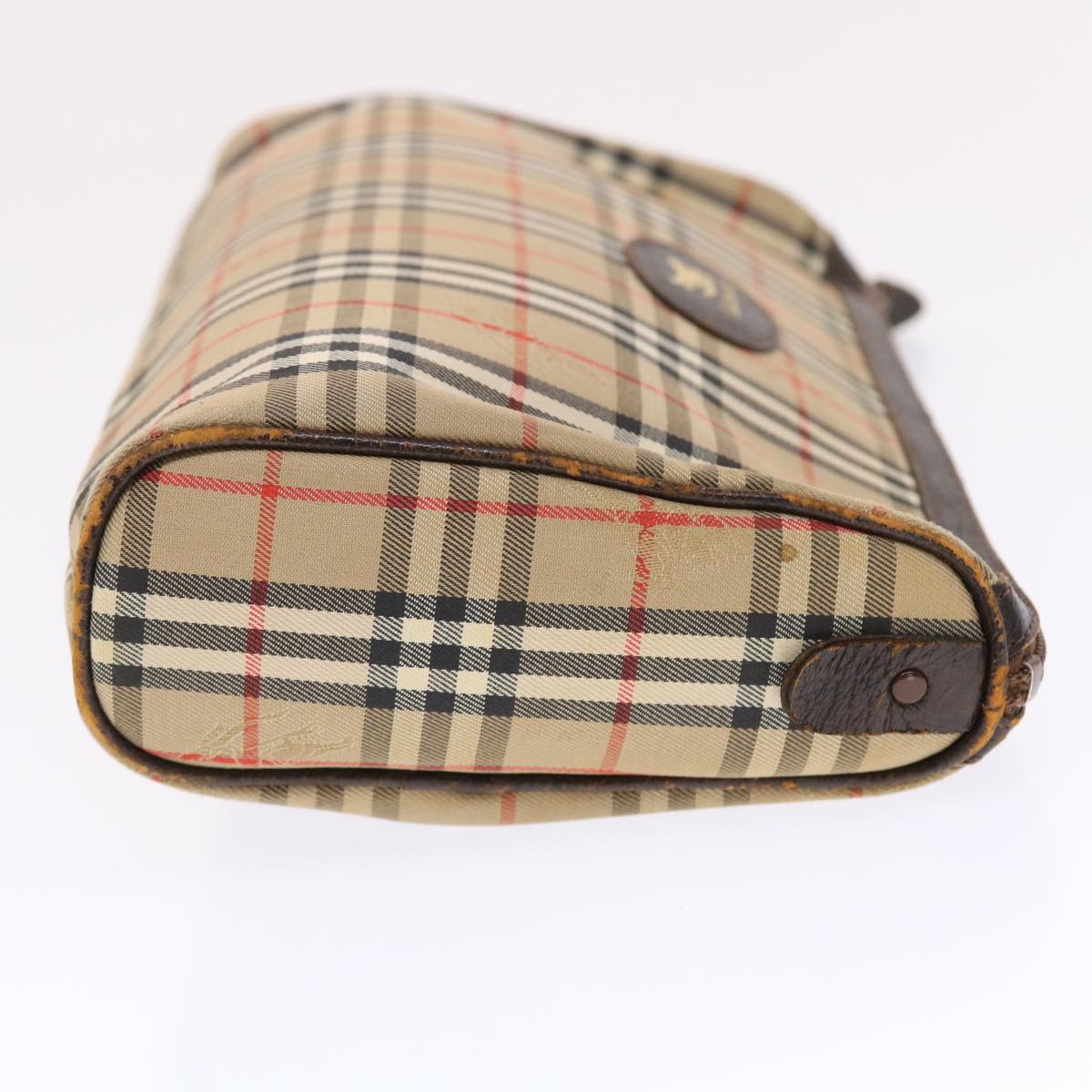 Burberry Nova Check Clutch Bag Canvas Leather Beige Brown Auth 49771