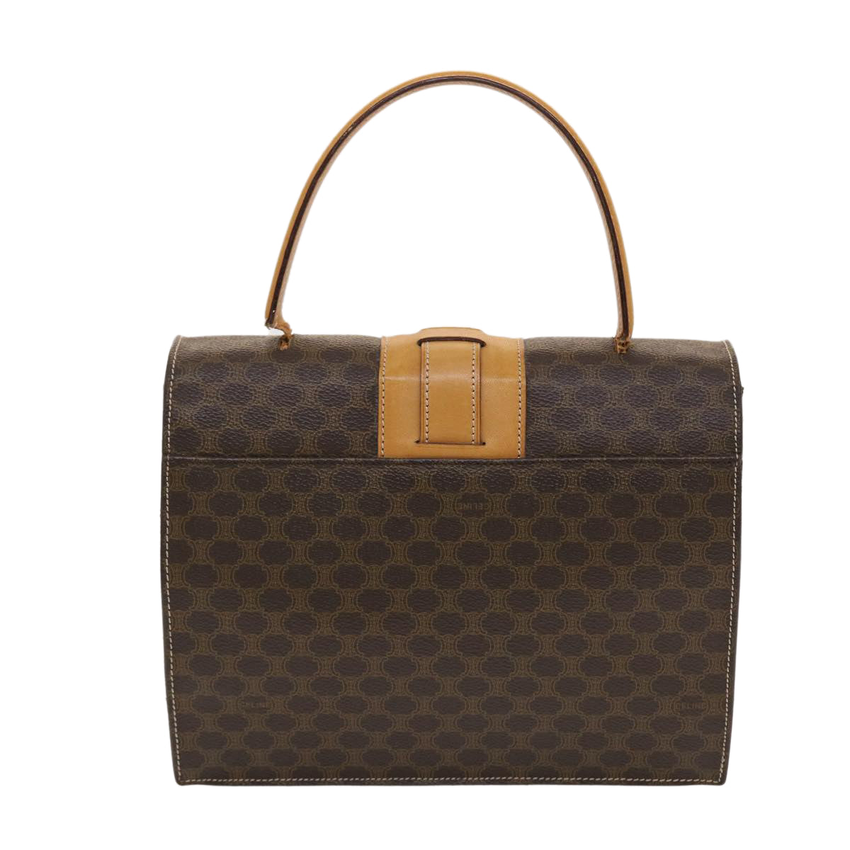 Luxury CELINE Macadam Canvas Hand Bag PVC Leather Brown 49820
