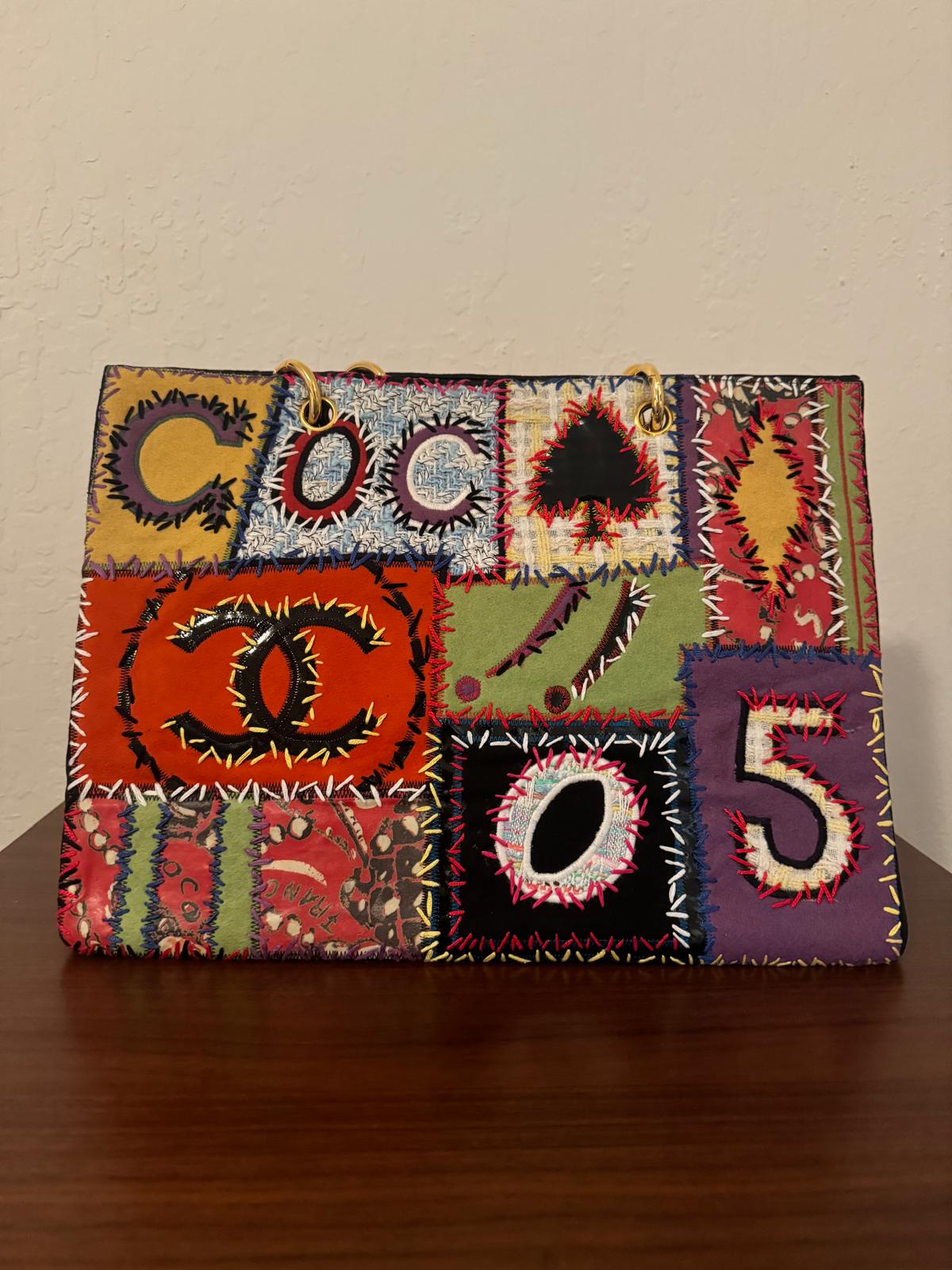 Chanel 1993 couture patchwork tote