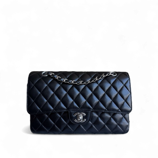 Chanel Classic Flap Medium - Caviar 25CM Quilted Grained Calfskin Black Silver Hardware Series 29