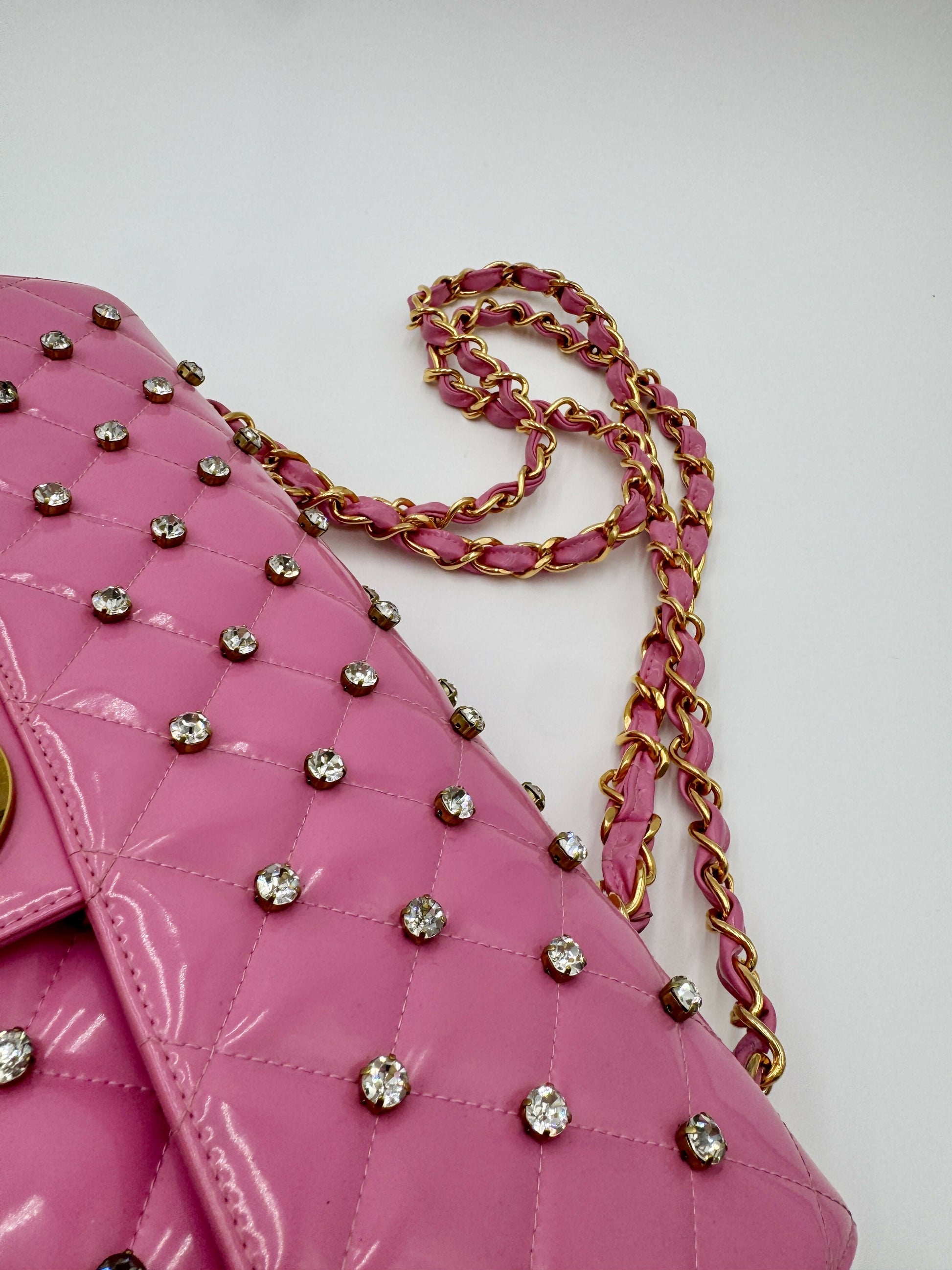 Chanel 1995 Barbie Pink Maxi Rhinestone Flap Bag