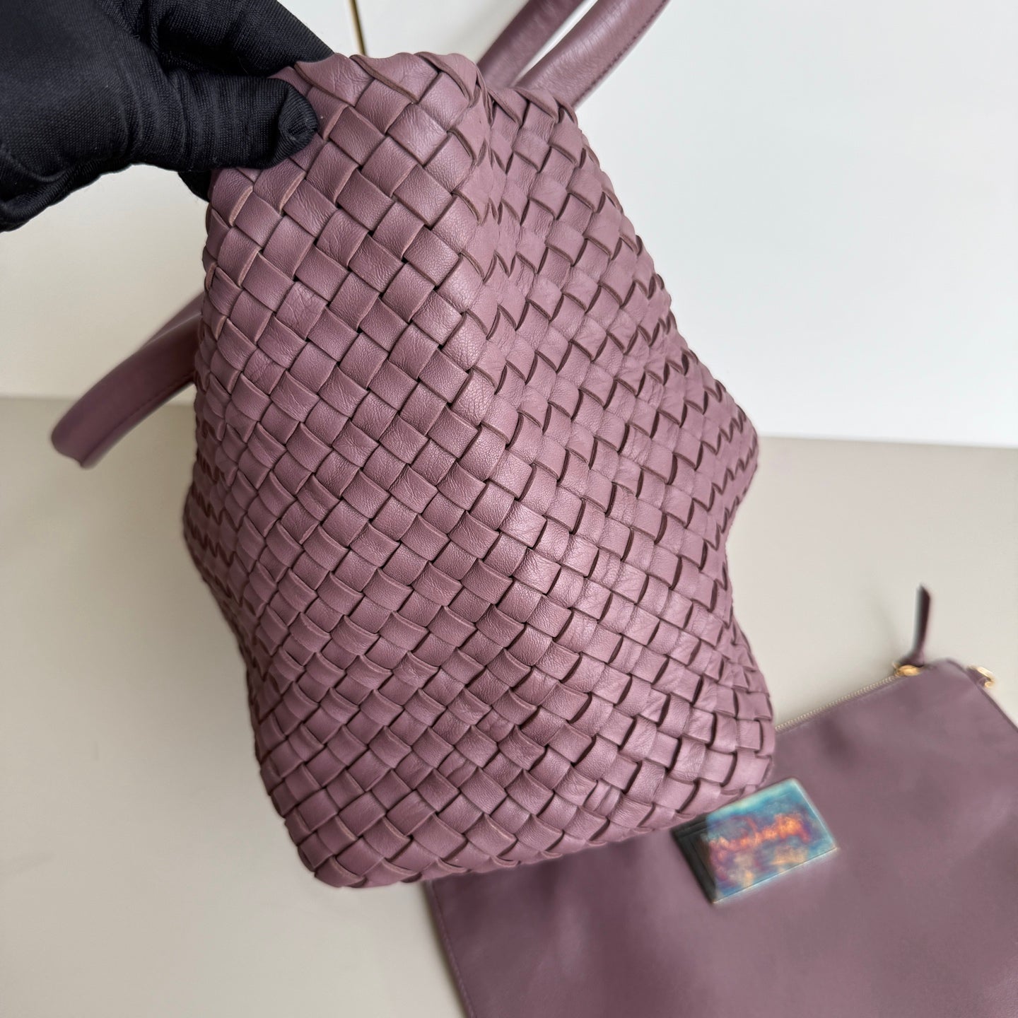 Bottega Veneta Cabat Small Intreccio Leather Tote Bag Mauve Purple Pink 30cm