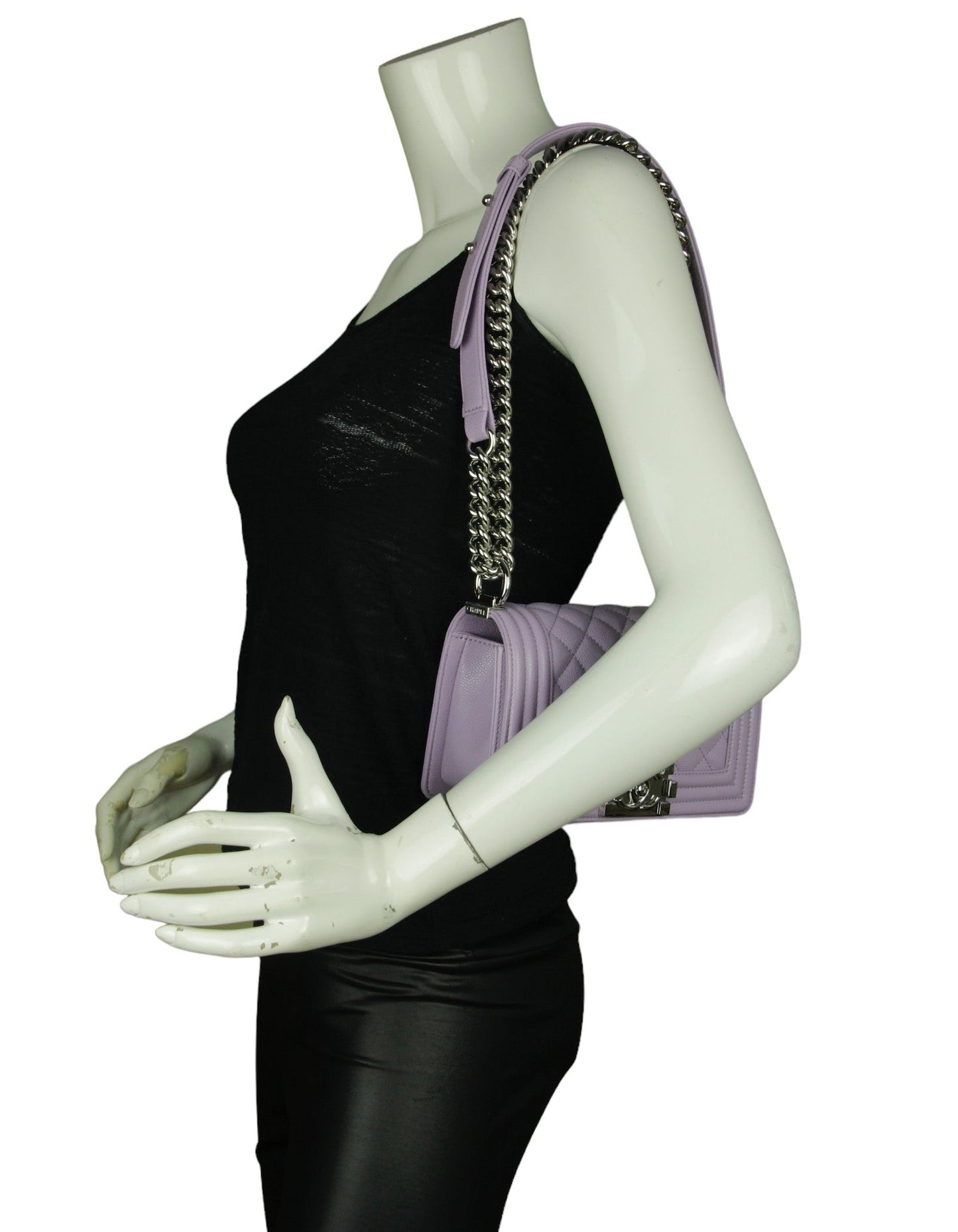 Chanel 2024 Purple Caviar Leather Small Boy Bag