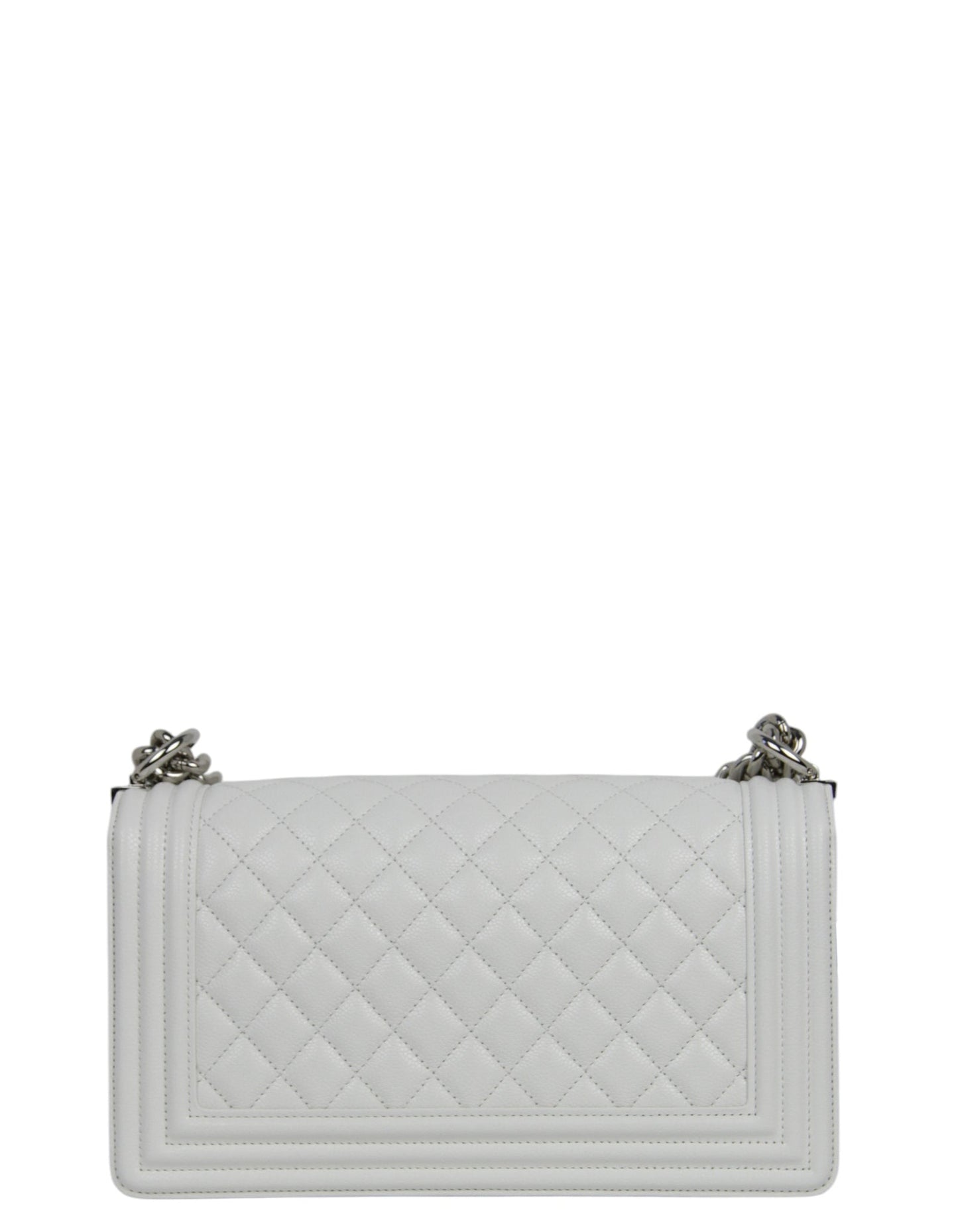 Chanel 25C NEW White Caviar Medium Boy Bag
