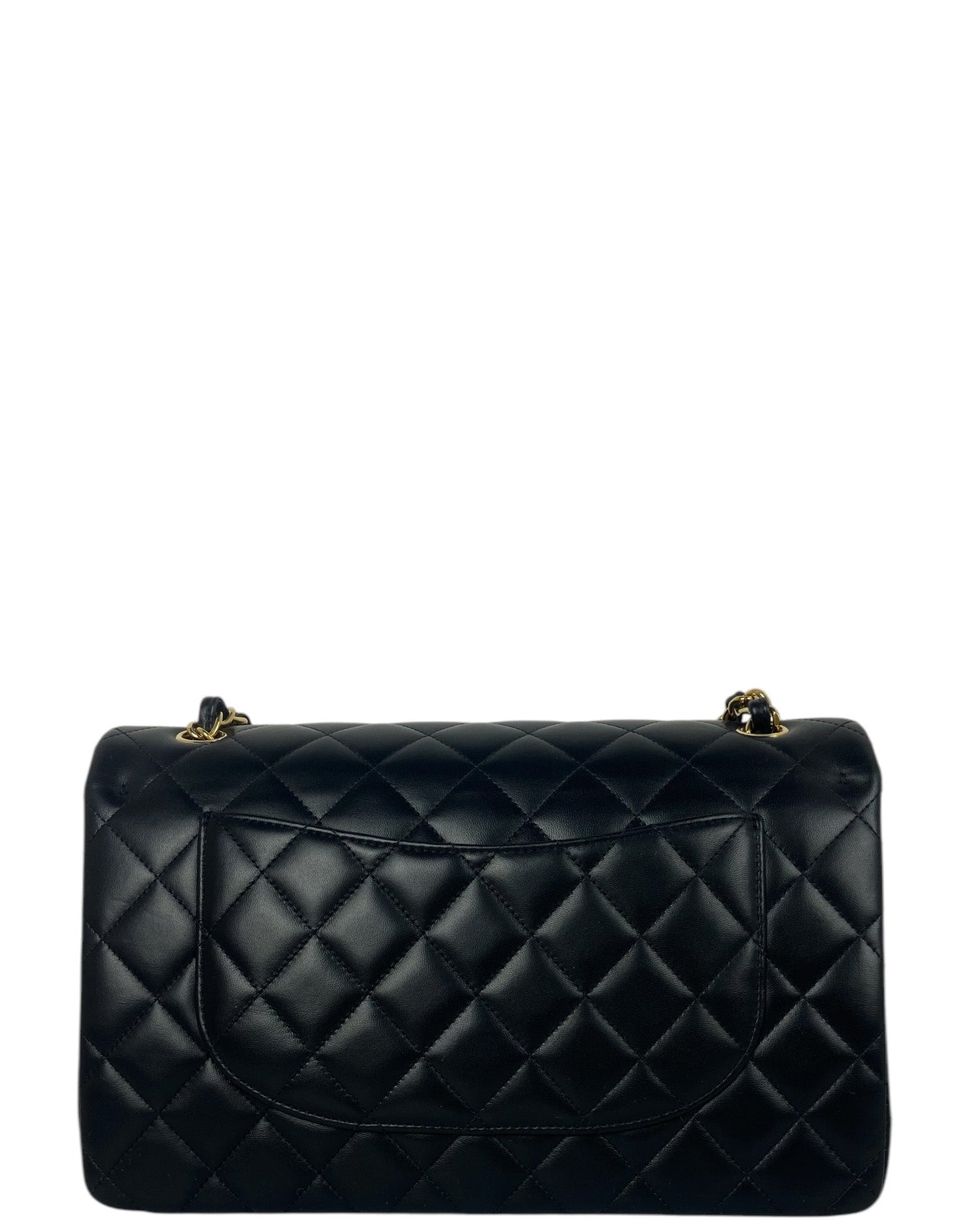 Chanel Black Lambskin Double Flap Jumbo Bag GHW