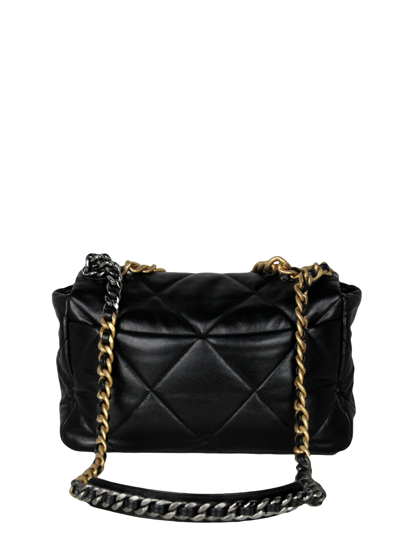 Chanel Black Lambskin Leather Quilted Large 19 Bag