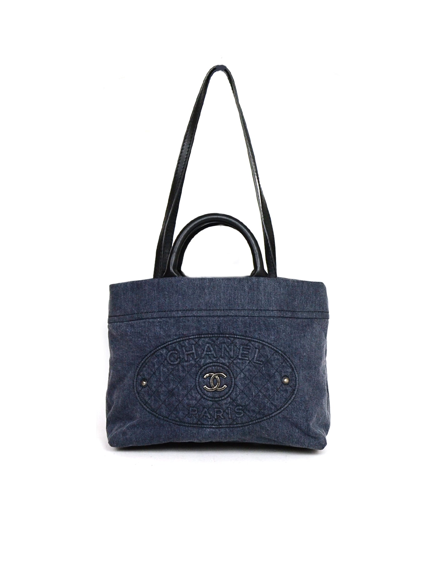 Chanel 2017 Blue Deauville Style Tote Bag w. Straps