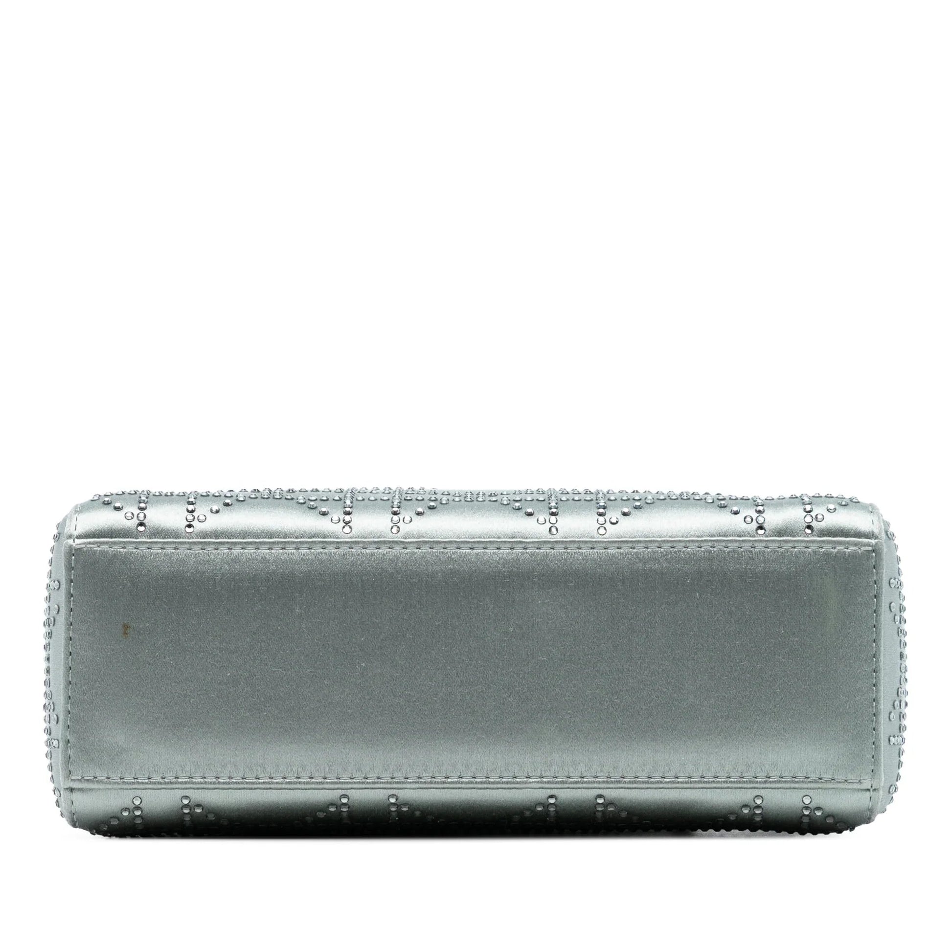 Gray Dior Mini Satin Cannage Strass Crystal Embellished Lady Dior Satchel
