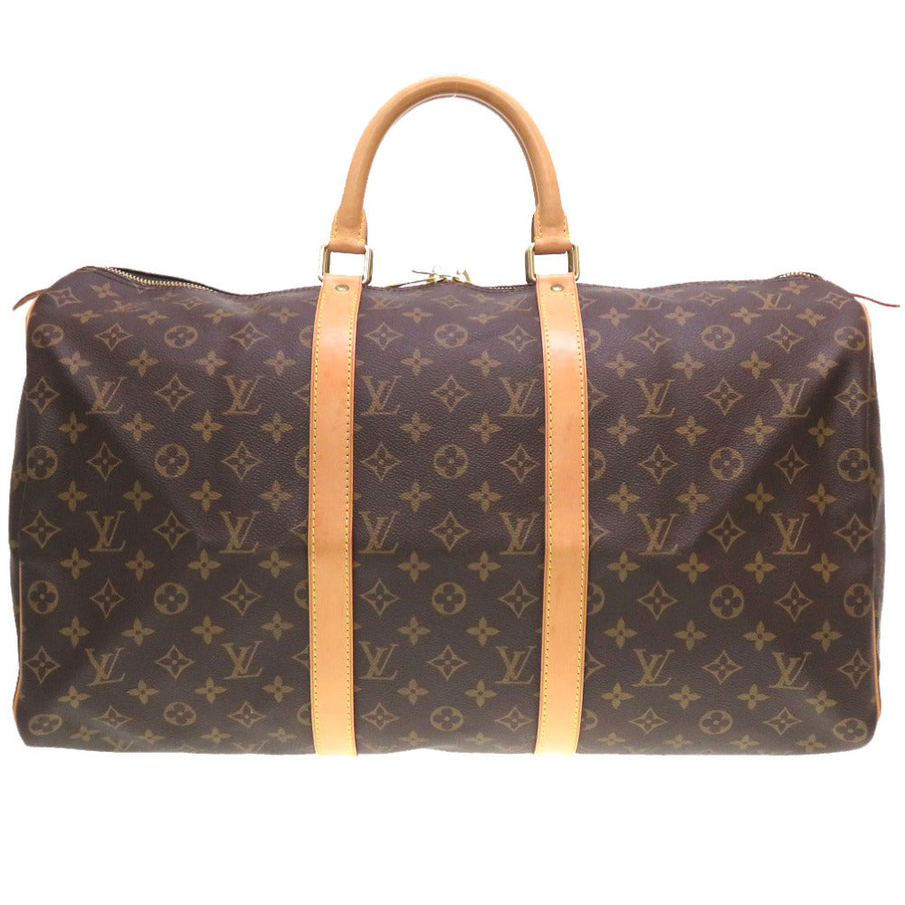 LOUIS VUITTON Boston Duffel bag Monogram canvas Brown Monogram Keepall 50 mens(Unisex)