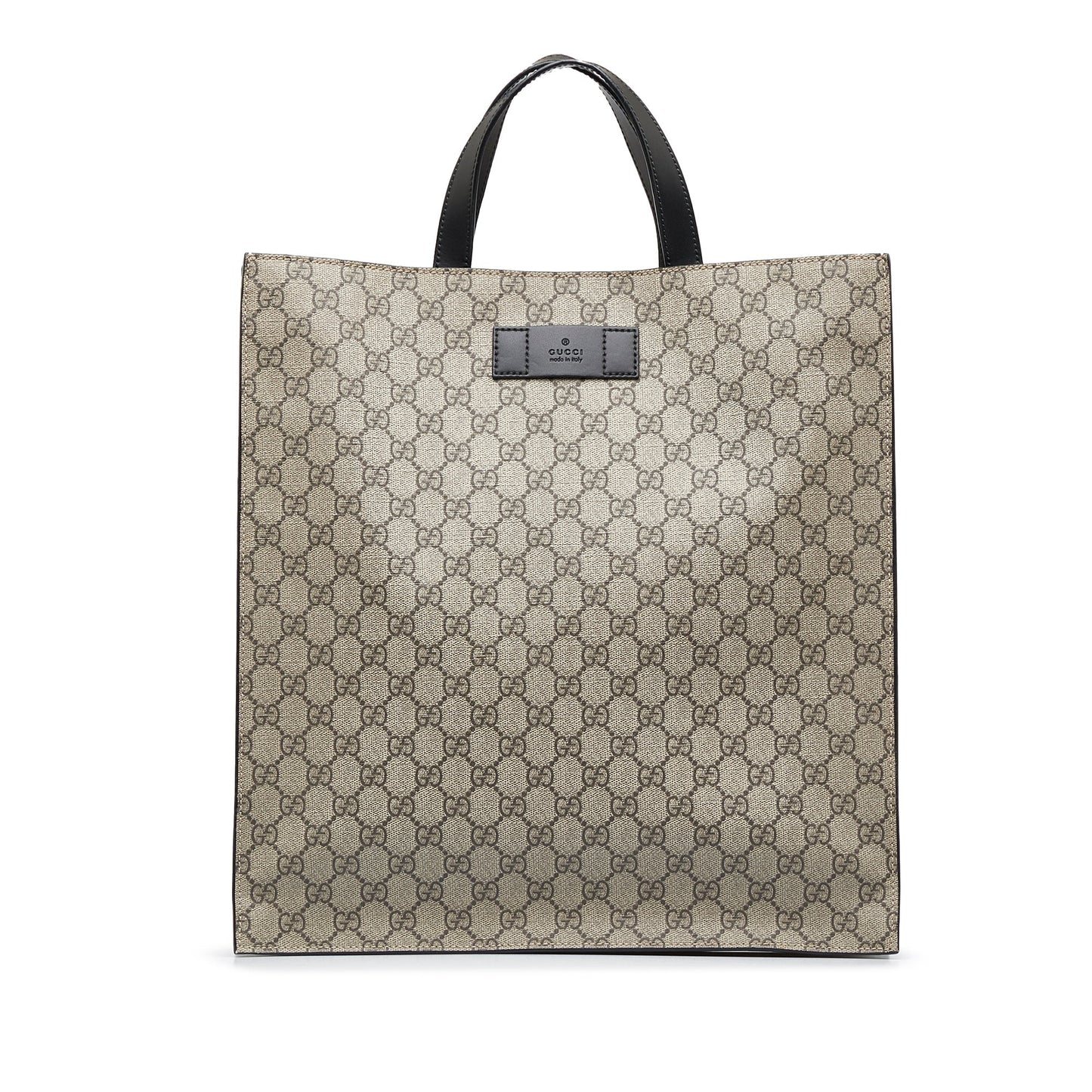 Gucci GG Supreme Brown Leather Canvas Tote Style 2