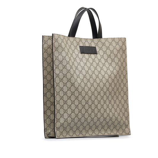 Gucci GG Supreme Brown Leather Canvas Tote Style 2
