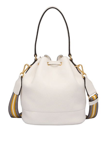 Prada Leather Bucket Bag White