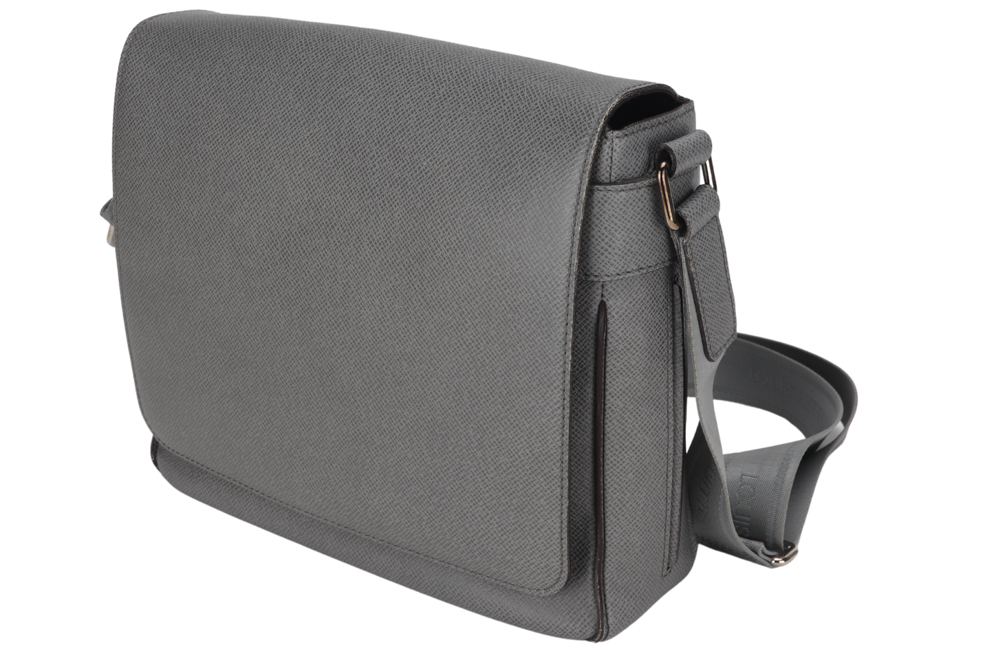 LOUIS VUITTON ROMAN GREY LEATHER MESSENGER BAG SILVER HARDWARE WITH DUST COVER