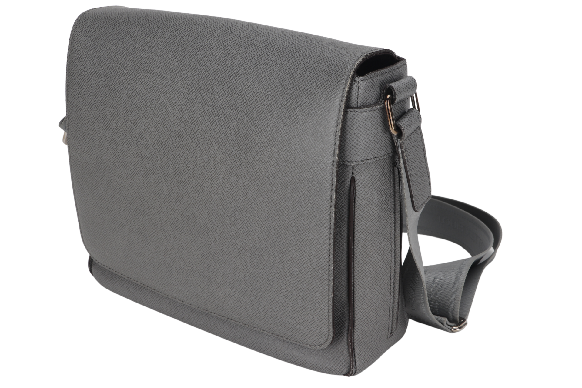 LOUIS VUITTON ROMAN GREY LEATHER MESSENGER BAG SILVER HARDWARE WITH DUST COVER