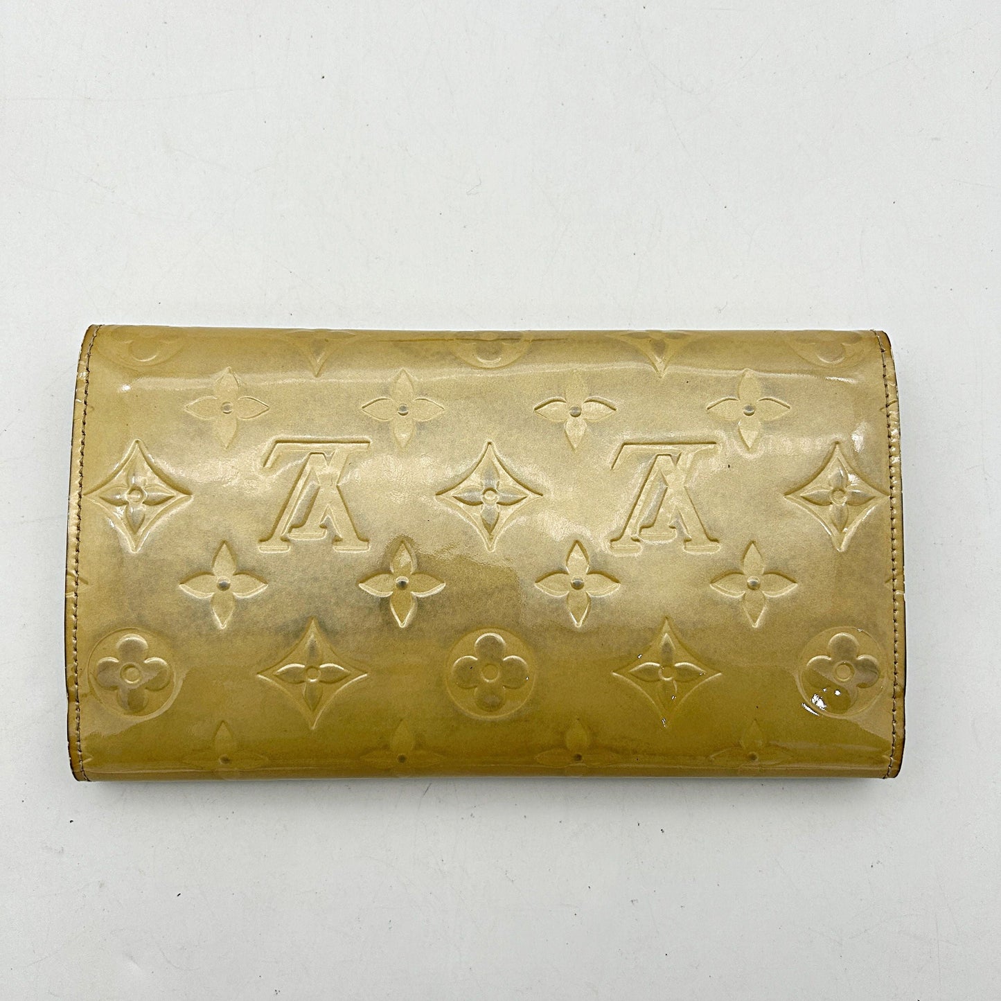 Louis vuitton Long Wallet Monogram Vernis Portefeuille Sarah Patent Leather Beige Women's lv8809bd
