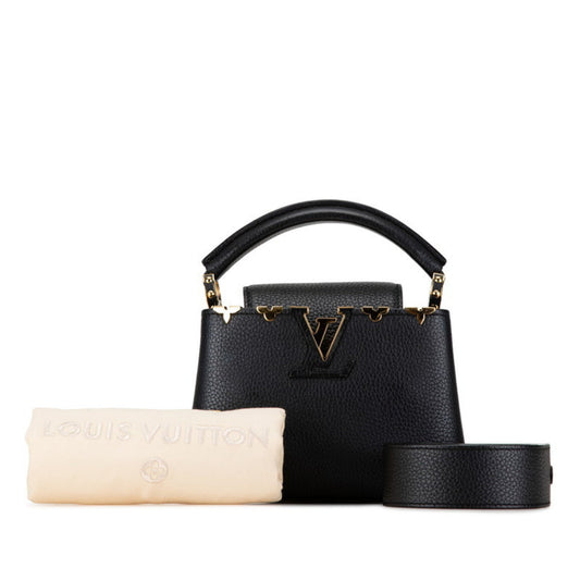 Louis Vuitton Noir Leather Handbag Shoulder Bag