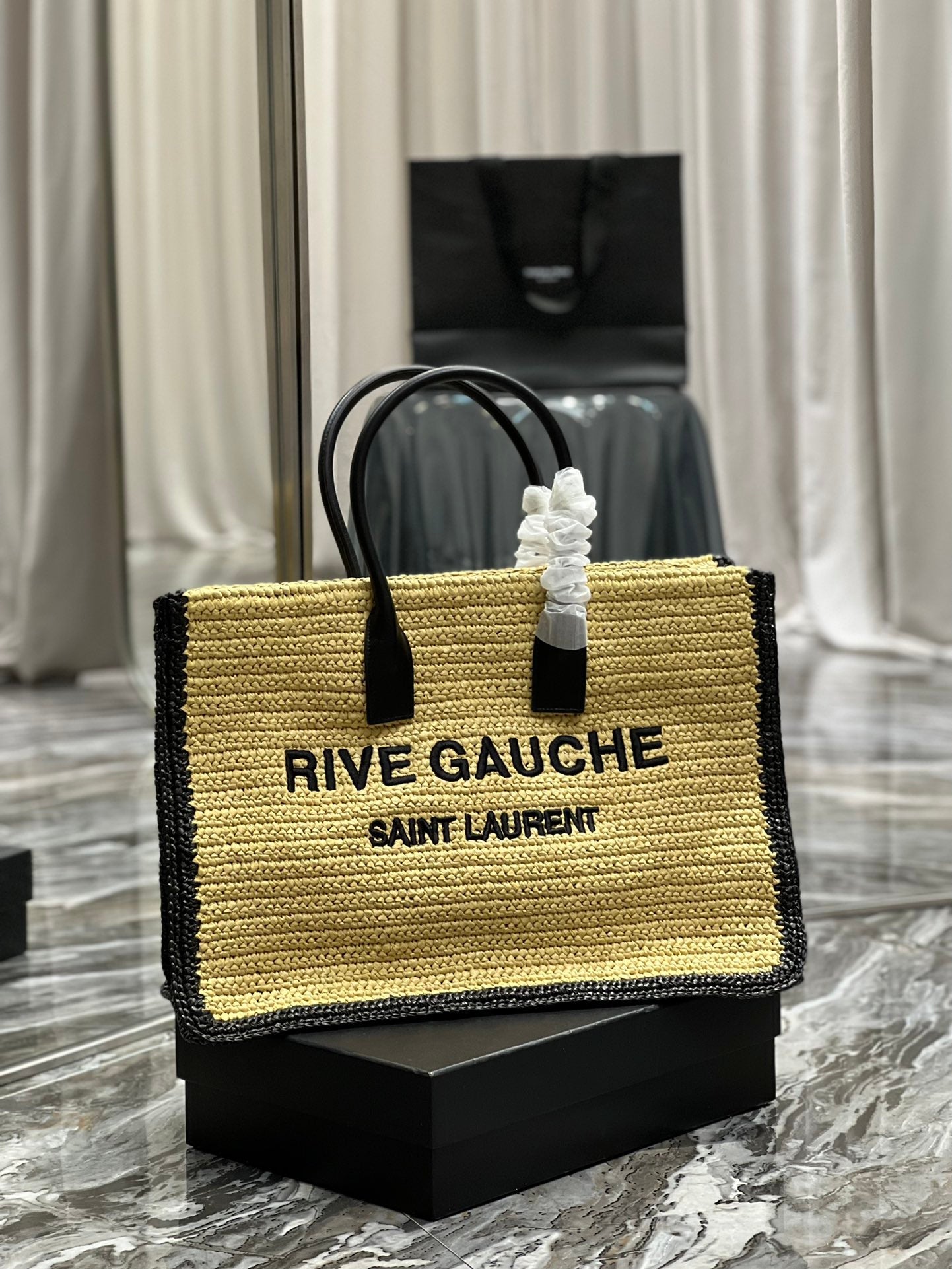 Yves Saint Laurent Rive Gauche Tote Bag In Raffia