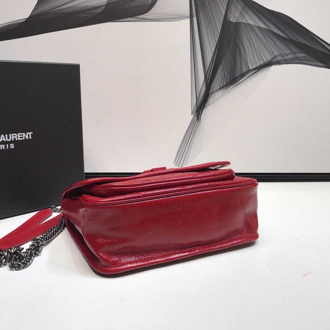 Yves Saint Laurent Niki Baby Chain Bag In Crinkled Red