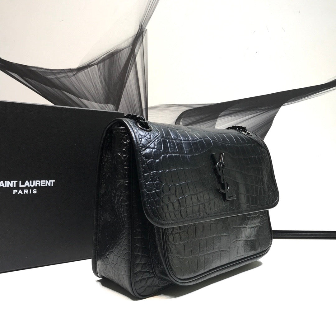 Yves Saint Laurent Niki Medium Chain BagIn-Embossed Black