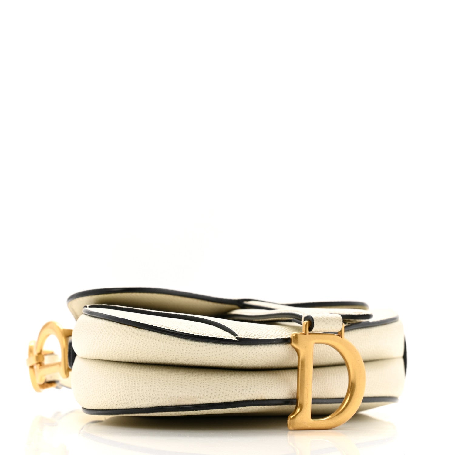 Christian Dior Grained Calfskin Mini Saddle Bag White