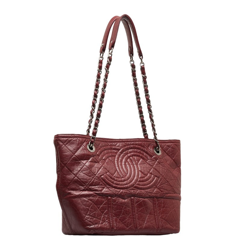 Chanel Big Coca Cola Chain Tote Bag Wine Red Leather Chanel