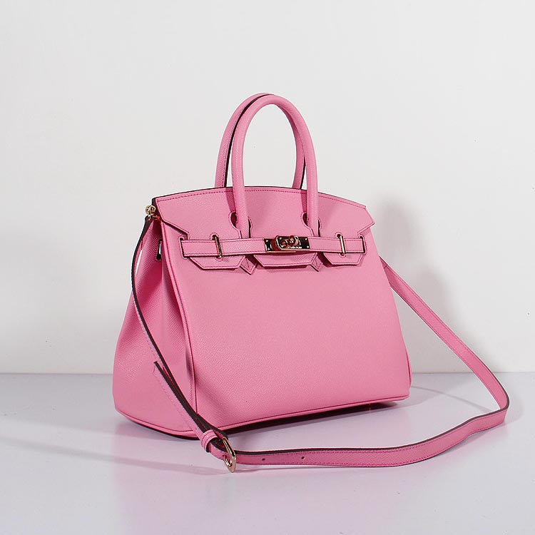 Luxury Hermes 30cm Birkin Bag Epsom Leather with Strap Pink Gold